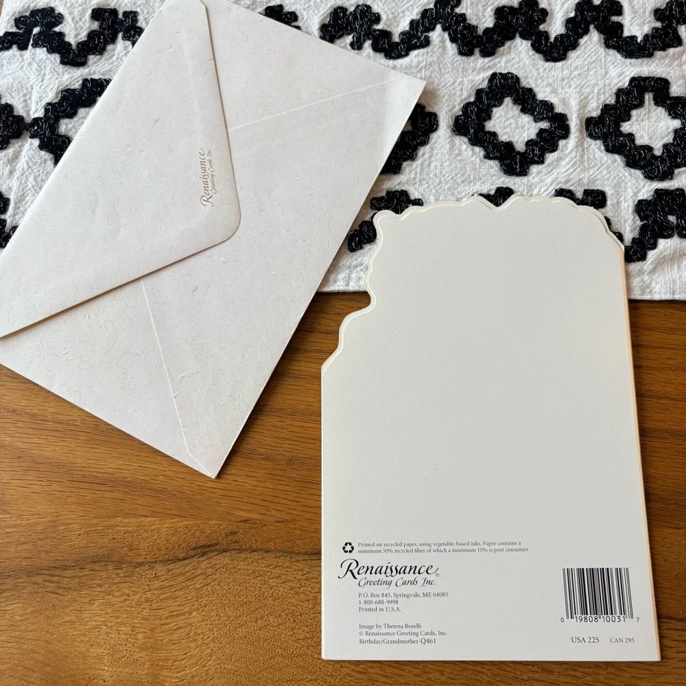 Vintage Renaissance Greeting Card Birthday Grandma Bear & Envelope cottagecore